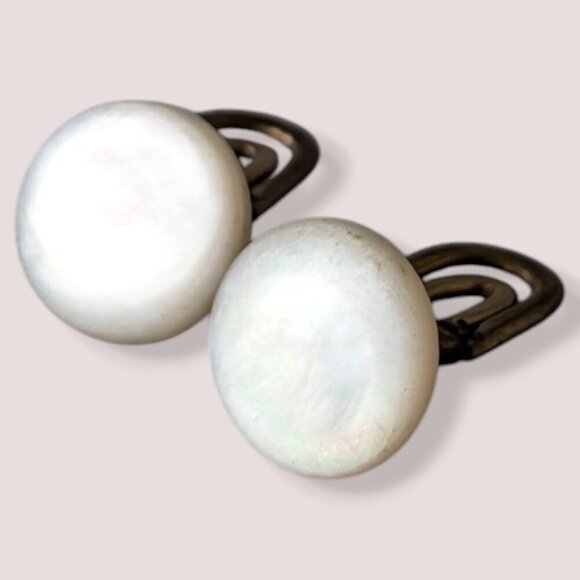Antique MOP Finger Prong Cufflinks - Picture 2 of 6